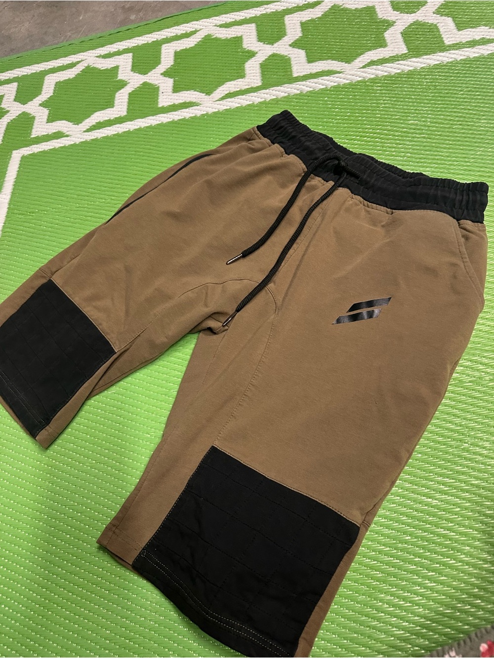 Men's Brown Athletic Drawstring Shorts with Black Accents